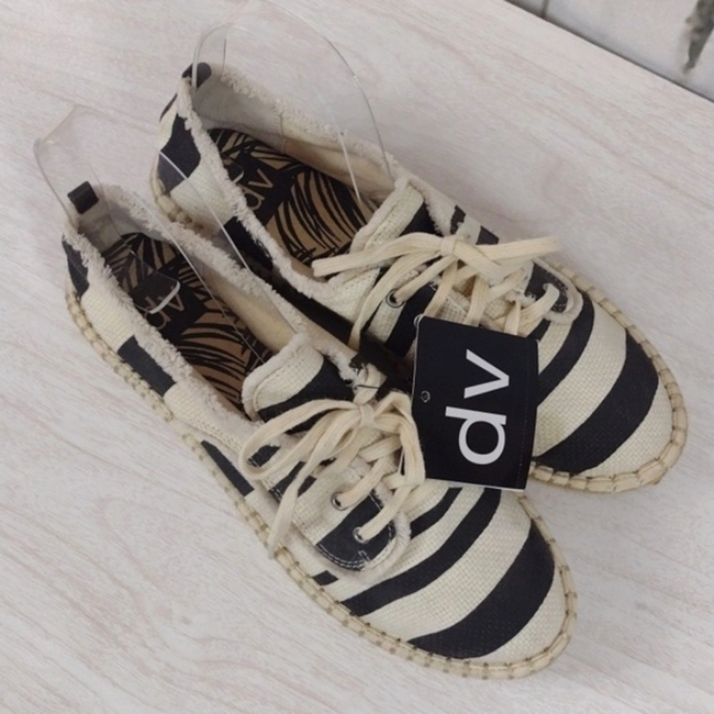 Dolce Vita Cream Black Striped Platform Espadrilles, Size 9.5 New - Picture 5 of 8